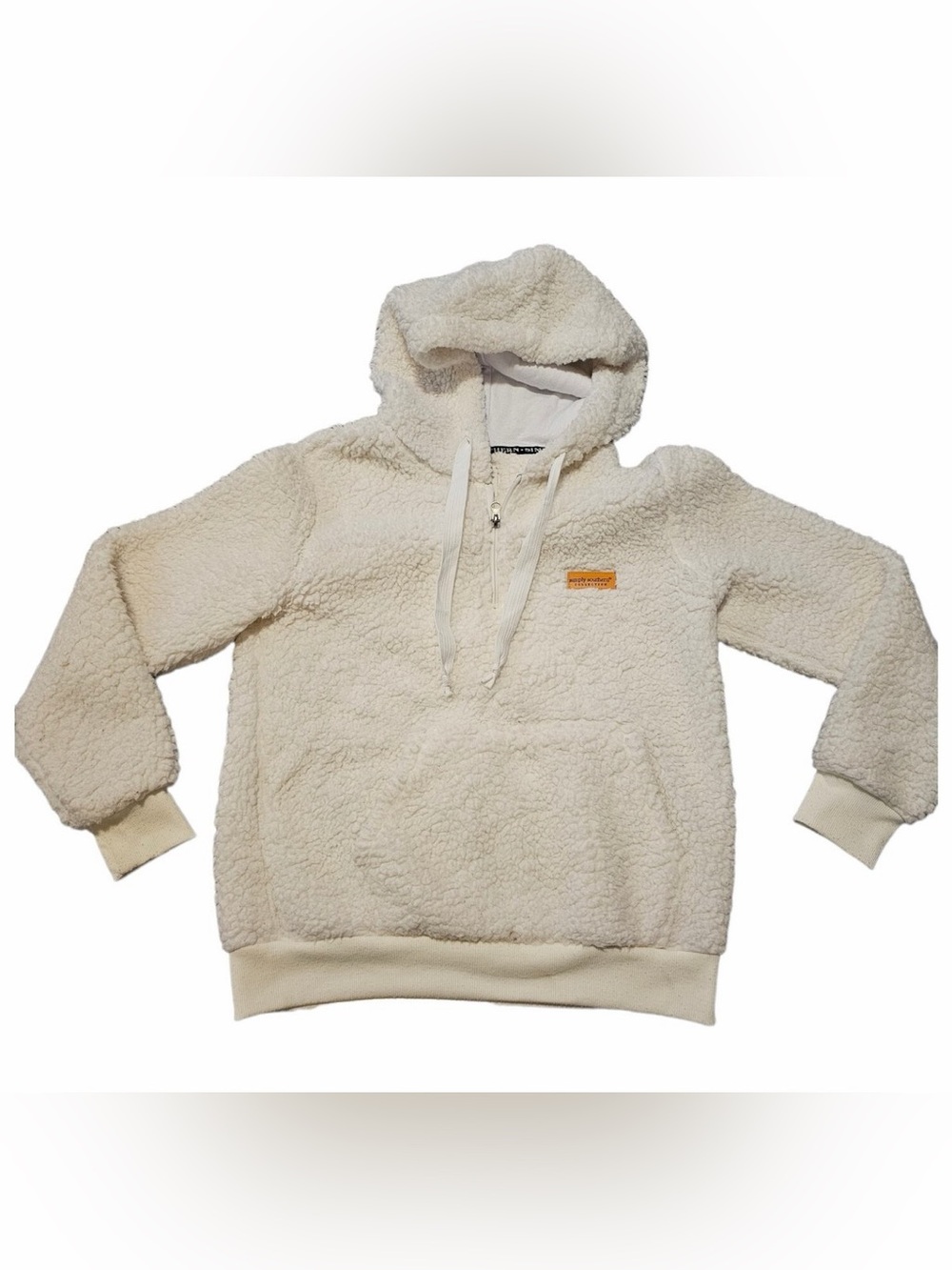 Simply Southern Cream Sherpa Hoodie Pullover Size Large - Picture 1 of 4